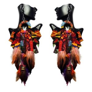 Boho Earrings Handmade Statement Earrings 10”